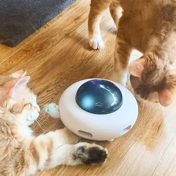 Elétrico de Brinquedo do Gato Inteligente Provocando Gato Interativo Bonecas UFO Penas Vara Girando animal de Estimação mesa Giratória de Captura de Formação Brinquedos Eletrônicos