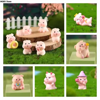 Novo 1PC Bonito dos desenhos animados do Porco Animal Boneca Brinquedo Modelo Estátua Estatueta de Animal Pequeno Ornamento Miniaturas do Carro do Pvc Decoração da Casa da Boneca