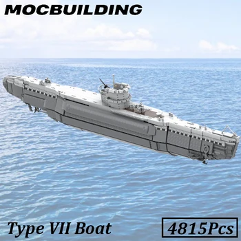 WW2 Tipo B U Barco Submarino Modelo de MOC Blocos de Construção Militar, Navio de guerra de Tijolos de Presente para as Crianças