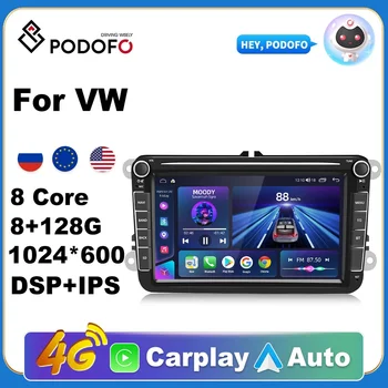 Podofo auto-Rádio de 2 din Andriod 10 GPS Carplay Player Para VW/Volkswagen/Golf/Polo/Passat/b7/b6/SEAT leon/Skoda som do Carro